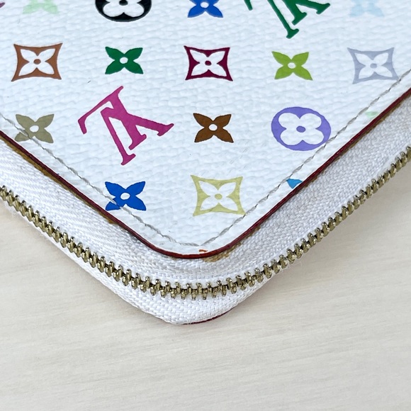 LOUIS VUITTON MONOGRAM MULTICOLOR ZIPPY COIN PURSE WALLET WHITE - Picture 13 of 15